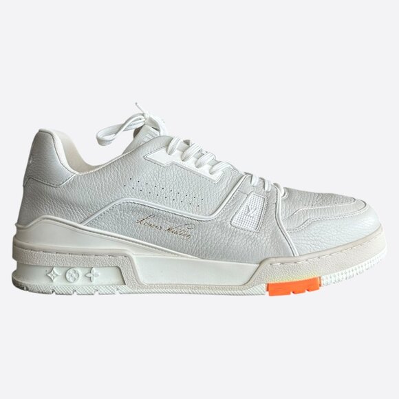 Louis Vuitton Grey & White Leather Trainers - Picture 1 of 8
